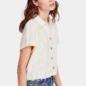 Free People Away at Sea Striped Frayed Hem Shirt